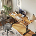 Agilestic Electric Standing Desk, 55 x 24 Inches Height Adjustable Desk, Sit Stand up for Work Office Home, Ergonomic Rising Computer Table with Memory Preset, Rustic Brown