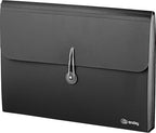 Accordion File Organizer Black, 7 Pocket Expanding File and Cover Folder with Labels, Plastic Portable Desktop Letter A4 Paper – by Enday