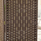 HOMCOM 3 Panel Room Divider, 6' Tall Folding Privacy Screen, Hand-Woven Freestanding Wall Partition for Home Office, Bedroom, Brown