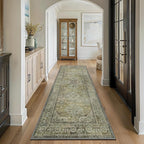 GENIMO Runner Rug 2x8 Non Slip Machine Washable Vintage Hallway Runner Rugs, Low Pile Lightweight Mat for Living Room, Entryway, Bedroom, Kitchen and Corridor, Distressed Sage