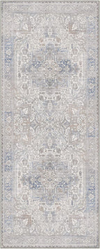 GENIMO 2'6"x10 Runner Rugs for Hallway, Machine Washable Non Slip Vintage Retro Rugs, Low Pile Lightweight Thin Print Rug for enrtyway, Corridor, Home Office, Kitchen, Khaki Blue