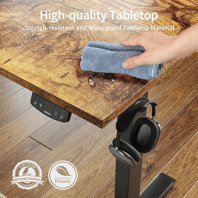Agilestic Electric Standing Desk 40 x 24 Inches, Height Adjustable Desk, Sit Stand up for Work Office Home, Ergonomic Rising Computer Table with Memory Preset, Rustic Brown