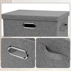 Graciadeco Medium 15" 21 Quart Collapsible Stackable Storage Bins with Lids, 3 Packs Grey Foldable Fabric Closet Boxes Heavy-duty Linen Cube Baskets Container for Bedroom Office (15 x 11 x 8)