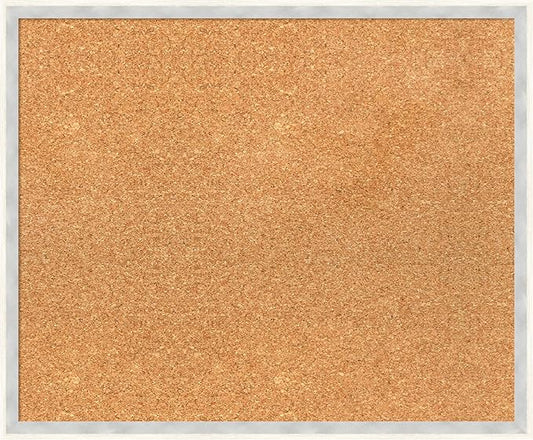 Amanti Art Natural Cork Board for Wall, 19x23 Vision Board with White Frame, Medium Corkboard Office Decor for Home Organization, Modern Corkboard Pinboard to Display Items for Home Organization in