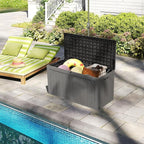 Decksplore 100 Gallon Outdoor Storage Box Waterproof, Lockable Resin Deck Box Patio Storage Bin for Pool Accessories Cushion Furniture, Garden Tools, UV-Resistant Outside Delivery, Grey