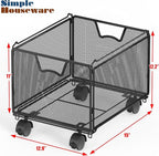 SIMPLE HOUSEWARE Stackable Mesh Hanging File Folder Organizer with Wheels, Black