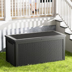 Decksplore 320 Gallon Outdoor Storage Box Waterproof Lockable Resin Deck Box Large, Patio Storage Bin for Pool Accessories Cushion Furniture, Garden Tools, UV-Resistant Outside Delivery Black