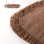 Foindtower Set of 2 Decorative Linen Fringe Throw Pillow Covers Cozy Boho Farmhouse Cushion Cover with Tassels Soft Accent Pillowcase for Couch Sofa Bed Living Room Home Decor, 16×16 Inch, Rust