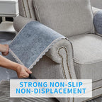 MINJIATEX Couch arm Covers,Non-Slip lace Sofa arm Covers Set of 2 Washable Sofa armrests Covers for Living Room Recliner Chair arm Cover Protectors for Leather Sofa armrest slipcover (GYDF-Grey)