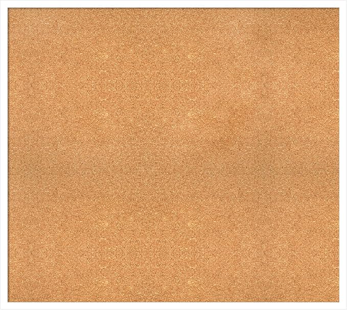 Amanti Art Natural Cork Board for Wall, 33x37 Vision Board with White Frame, X-Large Corkboard Office Decor for Home Organization, Modern Corkboard Pinboard to Display Items for Home Organization in
