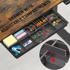 SHW 55 x 28 Inches Electric Height Adjustable Standing Desk with Drawer and Memory Preset, Rustic Brown