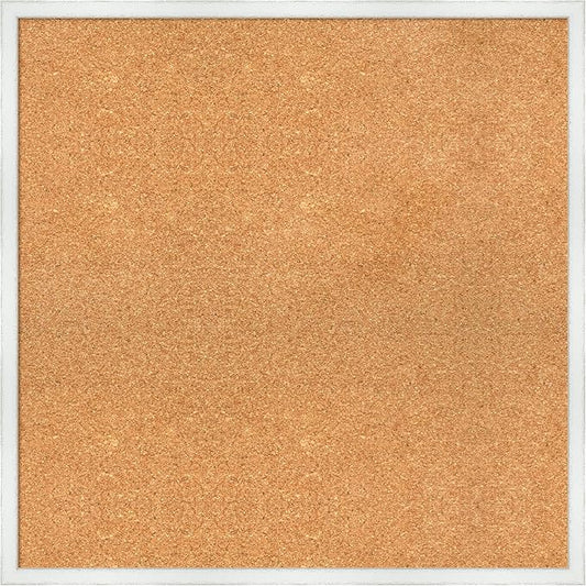 Amanti Art Natural Cork Board for Wall, 27x27 Vision Board with White Frame, Large Corkboard Office Decor for Home Organization, Country Rustic Corkboard Pinboard to Display Items for Home