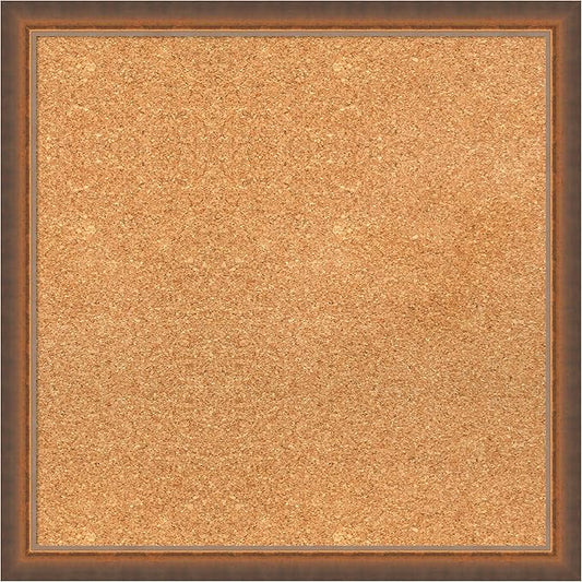 Amanti Art Natural Cork Board for Wall, 22x22 Vision Board with Bronze Frame, Medium Corkboard Office Decor for Home Organization, Modern Corkboard Pinboard to Display Items for Home Organization in