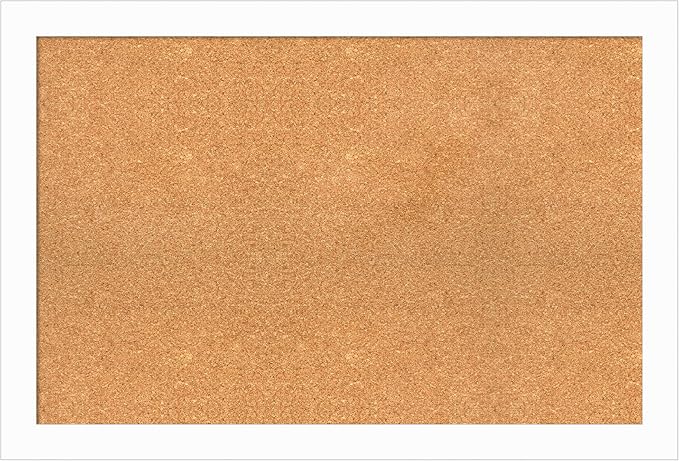 Amanti Art Natural Cork Board for Wall, 25x37 Vision Board with White Frame, Large Corkboard Office Decor for Home Organization, Casual Corkboard Pinboard to Display Items for Home Organization in