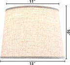 GO&SO Set of 2 Beige Drum Lamp Shades -11" Top x 13" Bottom x 10" High (Spider) -Oatmeal Linen Texture Lampshades for Table Lamps & Bedside Lamps -Farmhouse Style Replacement Lamp Shade -Easy Assembly