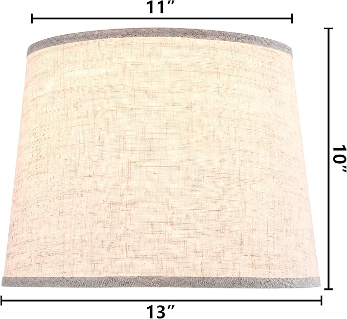 GO&SO Set of 2 Beige Drum Lamp Shades -11" Top x 13" Bottom x 10" High (Spider) -Oatmeal Linen Texture Lampshades for Table Lamps & Bedside Lamps -Farmhouse Style Replacement Lamp Shade -Easy Assembly