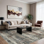 GENIMO 8x10 Area Rugs, Machine Washable Rugs for Living Room Low Pile, Modern Gray Rug with Non-Slip Rubber Backing, Soft Pet Friendly Carpet for Bedroom, Dining Room, Office, Mystic Forest
