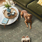 GENIMO 9x12 Area Rugs for Living Room, Machine Washable Non Slip Vintage Rugs, Low Pile Lightweight Chenille Print Rug for Bedroom, Dining Room, Home Office, Muted Green