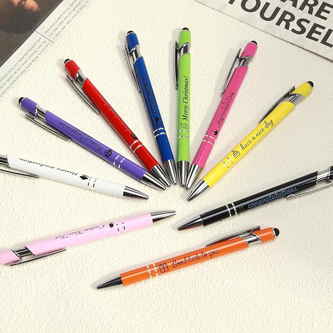 ENOMY Personalized Pens Bulk Free Engraved with Logo/Name/Message Black Ink Custom Pens Customized Stylus Ballpoint Pens Ideal Gifts for Business Anniversary (60)