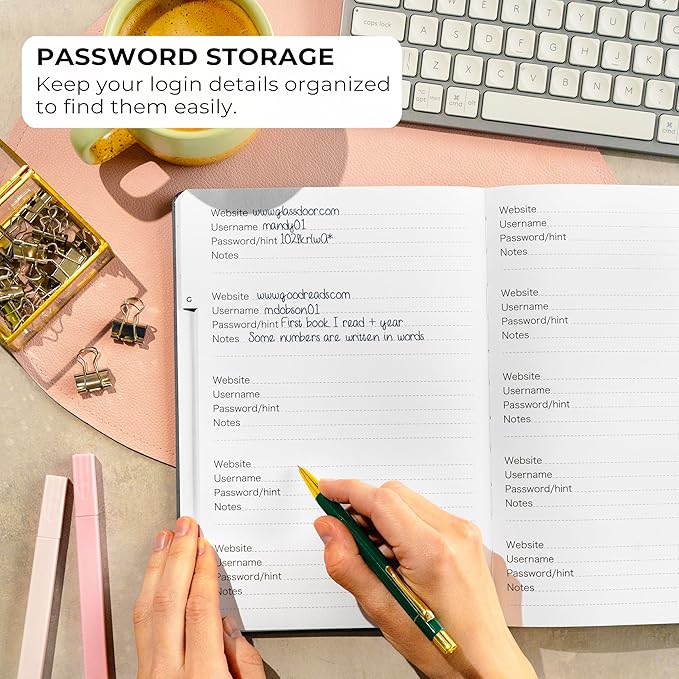 Clever Fox Password Book with alphabetical tabs. Internet Address Organizer Logbook. Large Password Keeper for Website Logins (Gray)