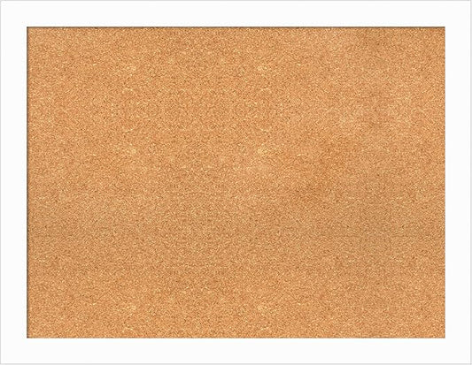 Amanti Art Natural Cork Board for Wall, 27x35 Vision Board with White Frame, Large Corkboard Office Decor for Home Organization, Casual Corkboard Pinboard to Display Items for Home Organization in