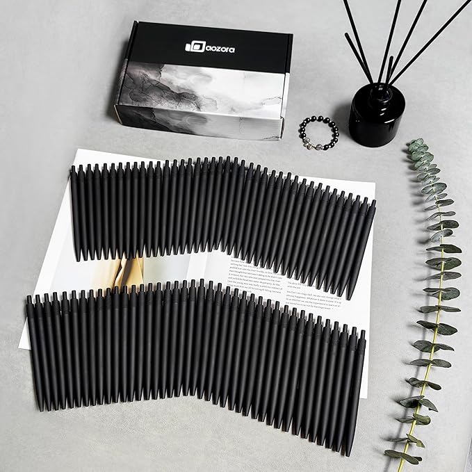 Aozora Pens Bulk 240 Pack Black Click Pens No Bleed Wholesale Retractable Ballpoint Pens Medium Point,Smooth Ink Pens for Journaling School Office Supplies 1.0MM Black Ink