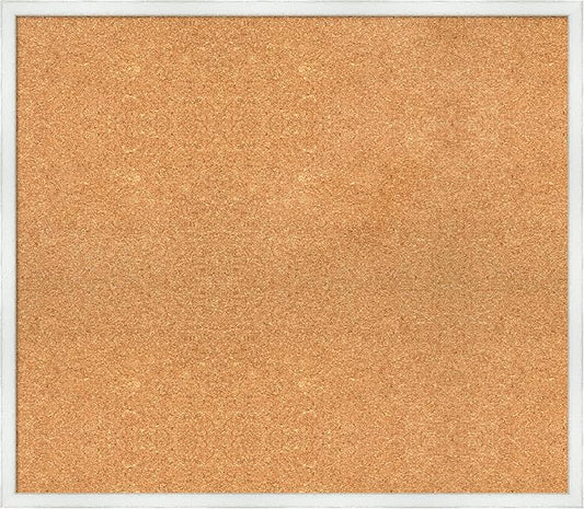 Amanti Art Natural Cork Board for Wall, 27x31 Vision Board with White Frame, Large Corkboard Office Decor for Home Organization, Country Rustic Corkboard Pinboard to Display Items for Home