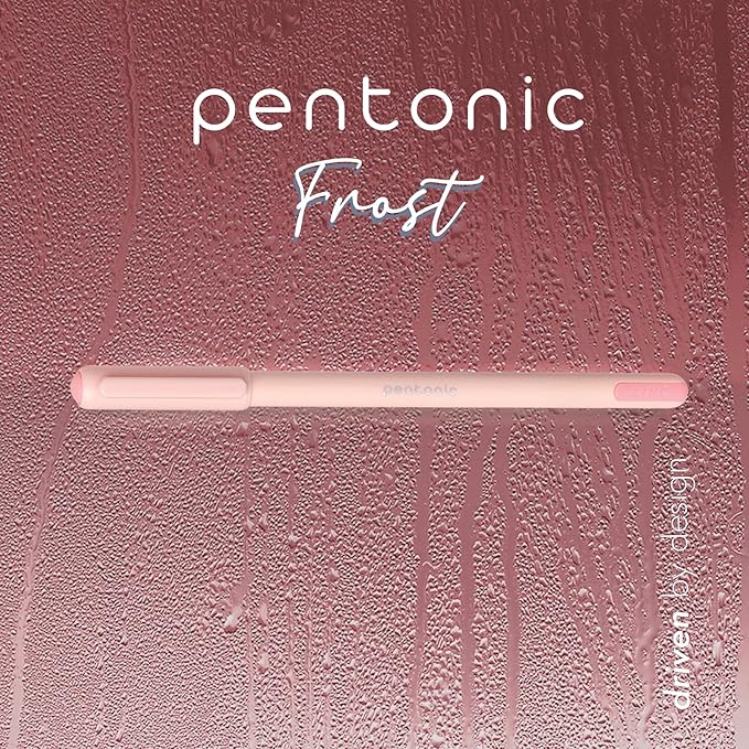 Pentonic Ballpoint Pens, 10 Count, Frosted Pale Pink Barrel with Red Ink, 0.7 mm Fine Point, Smooth Writing For Journaling & Note Taking (PEN13087)