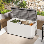 TARKARI Premium Pro Edition 100 Gallon Lockable Resin Deck Box, Waterproof & UV-Resistant Outdoor Storage Box for Outdoor Cushion Storage, Garden Tools & Pool Accessories Storage, White
