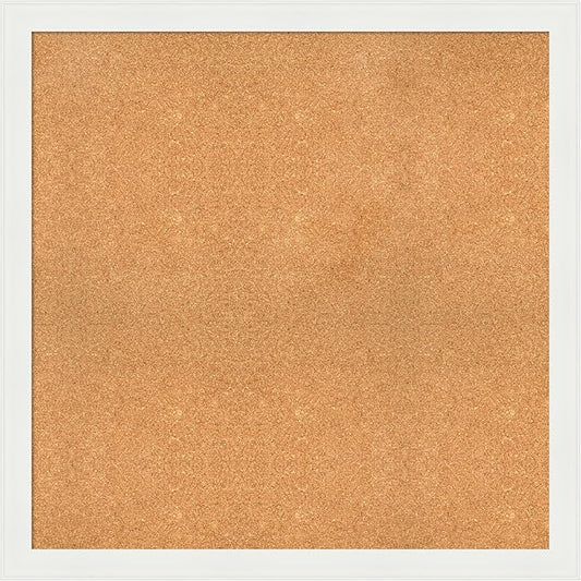 Amanti Art Natural Cork Board for Wall, 37x37 Vision Board with White Frame, Oversize Corkboard Office Decor for Home Organization, Casual Corkboard Pinboard to Display Items for Home Organization in