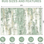 Office Chair Mat for Hardwood Tile Floor, Abstract 48"X 72" Desk Mats for Office Chair on Rolling Chairs Carpet, Desk Anti-Slip 1/5" Thick Rug for Computer Chair, Thin Low-Pile Floor Mat, Green