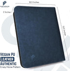 Forevermore Portfolios Padfolio Binder - Professional Faux Leather Travel Organizer Pouch for Tablet, Documents, Presentation Folders, Zipper Closure, Removable 3-Ring Notepad - Blue