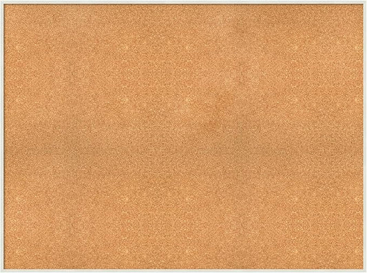 Amanti Art Natural Cork Board for Wall, 35x47 Vision Board with White Frame, Oversize Corkboard Office Decor for Home Organization, Modern Corkboard Pinboard to Display Items for Home Organization in