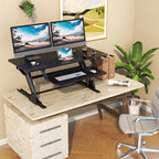 Lubvlook 42 inch Stand Up Desk Converter, Height Adjustable Sit Stand Desk Riser, Black, 42PB