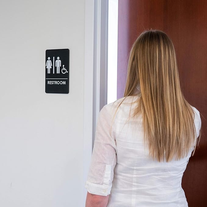 Men's/Women's Restroom Sign for Handicap Accessible Restroom ADA-Compliant Bathroom Door Sign, Made in USA, Pack of 3