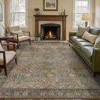 GENIMO 8x10 Area Rugs for Living Room, Machine Washable Non Slip Vintage Rugs, Low Pile Lightweight Chenille Print Rug for Bedroom, Dining Room, Home Office, WarmTaupe