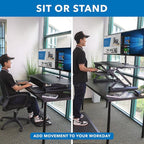 Mount-It! Electric Standing Desk Converter with Dual Monitor Arm, Stand Up Desk Riser X-Large 47.2" Wide, Electric Desk Riser with Mount for 2 Screens (Max 32"), Desktop with Keyboard Tray, USB, Black