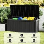 Decksplore 320 Gallon Outdoor Storage Box Waterproof Lockable Resin Deck Box Large, Patio Storage Bin for Pool Accessories Cushion Furniture, Garden Tools, UV-Resistant Outside Delivery Black
