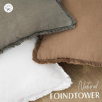 Foindtower Set of 2 Decorative Linen Fringe Throw Pillow Covers Cozy Boho Farmhouse Cushion Cover with Tassels Soft Accent Pillowcase for Couch Sofa Bed Living Room Home Decor,26×26 Inch,White