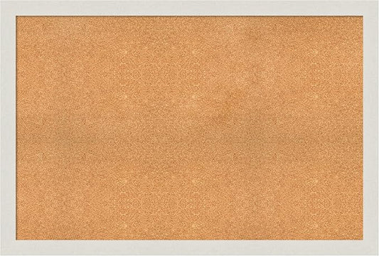 Amanti Art Natural Cork Board for Wall, 33x49 Vision Board with White Frame, Oversize Corkboard Office Decor for Home Organization, Country Rustic Corkboard Pinboard to Display Items for Home