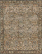 GENIMO 3x5 Area Rugs for Living Room, Machine Washable Non Slip Vintage Rugs, Low Pile Lightweight Chenille Print Rug for Bedroom, Dining Room, Home Office, Warm Taupe