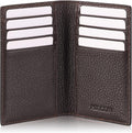 Slim Leather Credit Card Holder for Men & Women 8cc, Italian Calfskin (Pebbled Coffee)