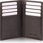 Slim Leather Credit Card Holder for Men & Women 8cc, Italian Calfskin (Pebbled Coffee)