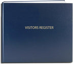 BookFactory Visitor Log Book Visitor Register Visitors Sign-in Book - 120 Pages, 8 7/8'' x 7'' - Blue Cover, Section Sewn Hardbound (Made in USA)