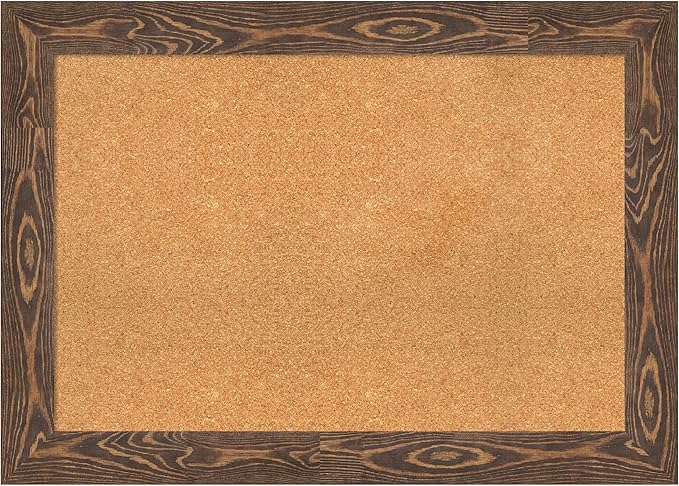 Amanti Art Natural Cork Board for Wall, 30x42 Vision Board with Brown Wood Frame, Large Corkboard Office Decor for Home Organization, Rustic Farmhouse Corkboard Pinboard to display items for home