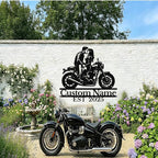 Custom Motorcycle Couple Metal Signs Personalized Biker Couple Name Sign Custom Garage Decor Motorbikes Wall Art Decor Motorcycle Sign Wedding Valentine's Day Gift for Couples