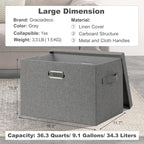 Graciadeco Large 17" 36 Quart Collapsible Stackable Storage Bins with Lids, 5 Packs Gray Foldable Fabric Closet Storage Boxes with Lids, Heavy-duty Linen Cube Baskets(17 x 12 x 11)