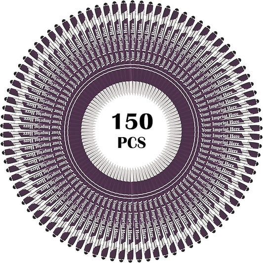 Up to 500 Pcs Custom Pens Bulk | Rainbow of Colors | Soft-Touch Metal Black Ink Personalized with Name or Message (Purple, 150 pcs)