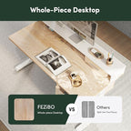 FEZIBO Electric Standing Desk 48 x 24 Inch with Monitor Shelf, 3 Drawers and Open Storage, Home Office Computer Workstation, Maple, 2 Packages