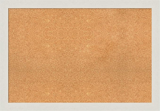 Amanti Art Natural Cork Board for Wall, 27x39 Vision Board with White Frame, Large Corkboard Office Decor for Home Organization, Country Rustic Corkboard Pinboard to Display Items for Home